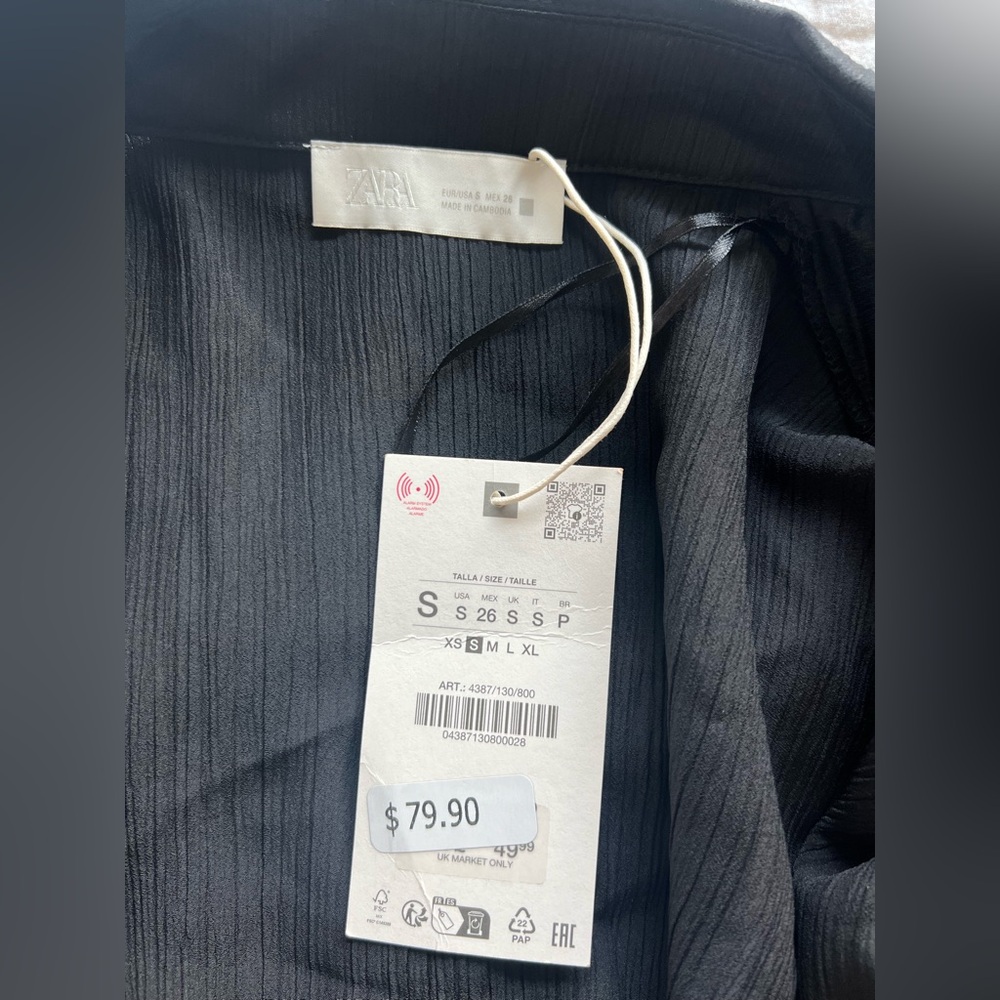 NWT Zara Black Textured Wrinkle look Blazer - Picture 5 of 8